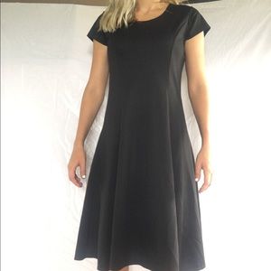 Black tee shirt below the knee dress